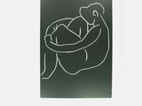 a black and white drawing of a woman holding a baby