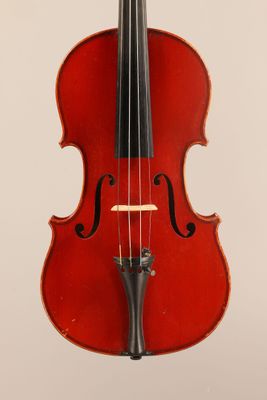 a close up of a violin on a white background