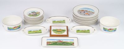 a lot of dishes and cups that are on the table