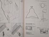 an open book with drawings of a kitchen and living room