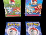 three boxes of pokemon trading cards are shown on a black background