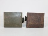 pair of antique metal square cufflinks with rusted patt finish