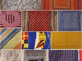 de nombreux types de tissus différents sont disposés sous forme de collage