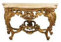 Paire de consoles en bois sculpté et doré, Gênes, style Loui… (photo 2)