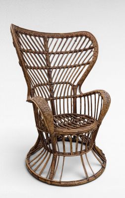 an image of a wicker chair on a white background