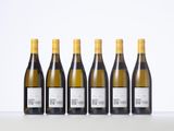six bottles of white wine lined up in a row