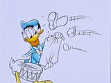 cartoon drawing of a duck with a drum in his hand