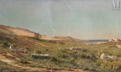 une image représentant un tableau représentant une vue d'un champ avec des moutons