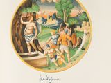 une image représentant une assiette sur laquelle est peinte une scène représentant un homme et une femme