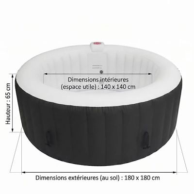 Les dimensions d'un jacuzzi gonflable sont indiquées