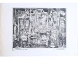 dessin représentant un dessin en noir et blanc d'une devanture de magasin