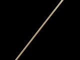 a gold necklace with a chain on a black background