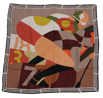 an image of a scarf with a picture of a man on a motorcycle