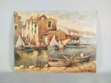 une image d'une peinture de bateaux sur l'eau