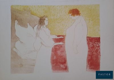 tableau représentant deux femmes assises sur un lit dans une chambre