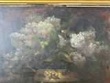 a picture of a painting of fruit and flowers on a table