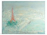 painting of a painting of the eiffel tower in paris