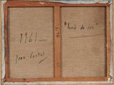 an old picture of a wooden frame with writing on it