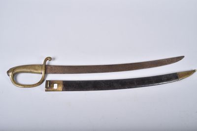 two swords with brass handles on a white surface