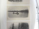three pictures of people in a boat on the water