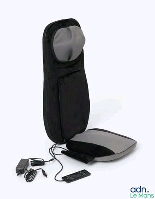 a black and gray bag with a remote control in it