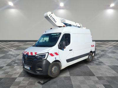 a white van with a crane on top of it