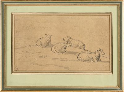 une image représentant un dessin de moutons couchés dans un champ