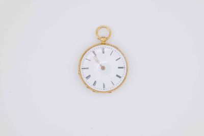 a close up of a gold pocket watch with roman numerals