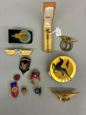 de nombreux pins et badges exposés sur une table