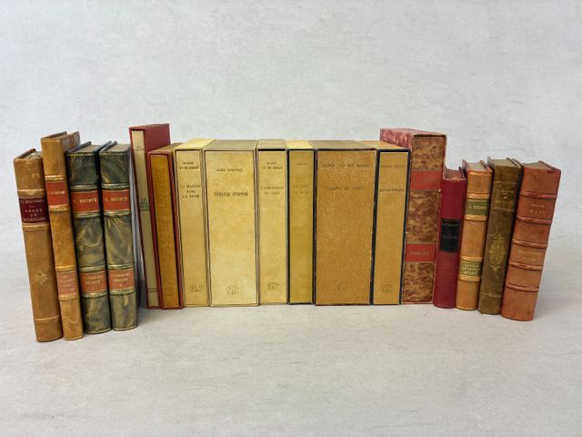 Huit livres sous emboitage, reliés littérature XIXe et Xxe : 1/Pi