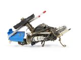an image of a toy motorcycle with a gun attached to it ' s back