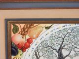 a picture of a painting of a tree with fruit on it