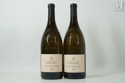 deux bouteilles de vin posées sur une table l'une à côté de l'autre