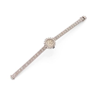 an art deco diamond wrist watch, by cartier