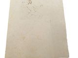 an old drawing of a man running on a sheet of paper