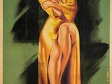 an old movie poster of a woman in a yellow dress