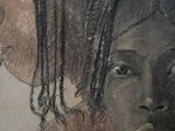 drawing of two young girls with dreadlocks looking at each other