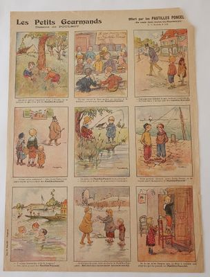 an old children ' s book with pictures of people and animals