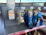 a display of gardening gloves on a shelf in a store