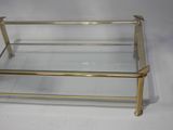 brass and glass coffee table with glass top