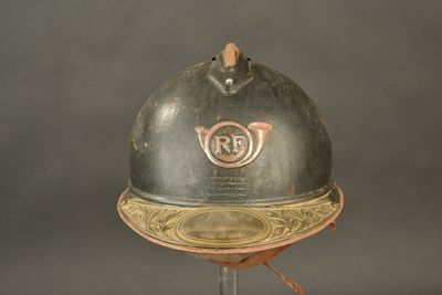 a helmet that is sitting on top of a stand