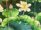 a picture of a painting of flowers on the wall