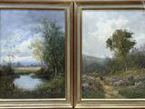 deux tableaux représentant une rivière et des arbres, avec le ciel en arrière-plan