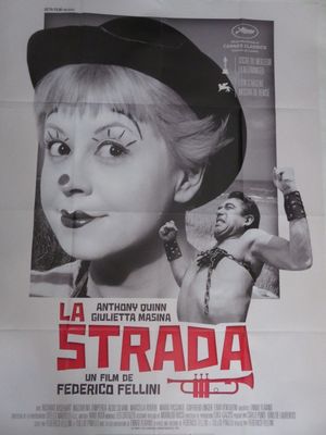 L'affiche du film « Strada » est en noir et blanc.