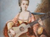 tableau représentant une femme avec une guitare sur les genoux