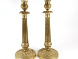 pair of antique brass candlesticks