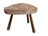 a small wooden stool with two wooden legs on a white background