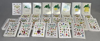 a lot of stickers that are on the table