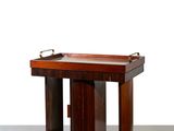 an image of a wooden table with a tray on top of it
