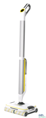 an image of a white and yellow vacuum cleaner on a white background